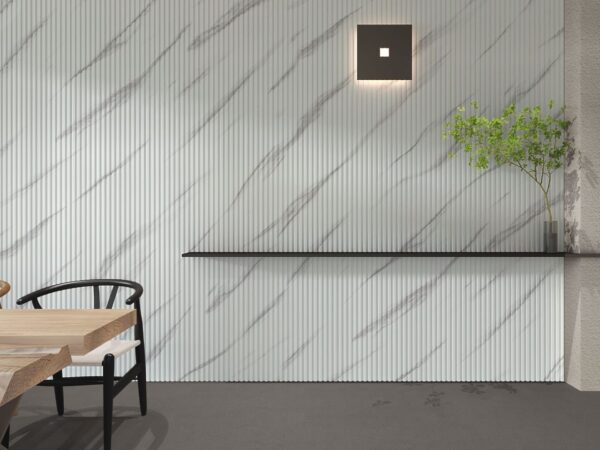 Slatted White and Gray Wall Panel