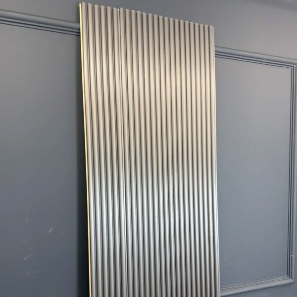 Metallic Silver Wood Effect Fluted Wall Panel - Image 2