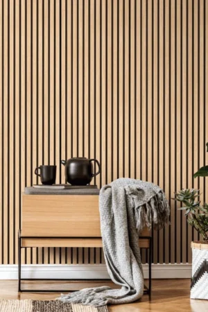 Wood Effect Slatted Veneer Light Oak Wall Panels