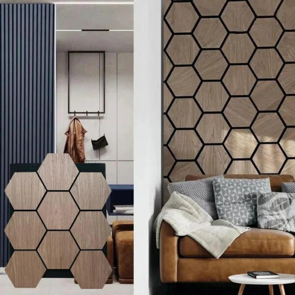 Hexagon Acoustic Wall Panel - Light Oak - Image 3