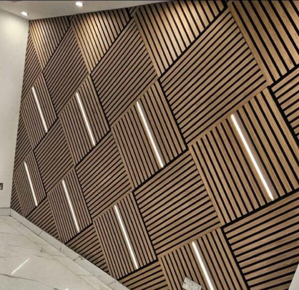 Acoustic Square Wood Wall Panel -Ash Grey - Image 4
