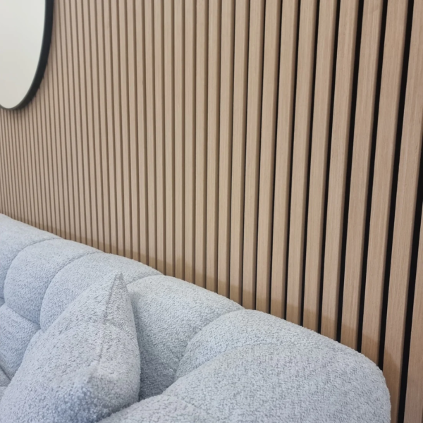 Real Wooden Acoustic Slatted Wall Panel - White Oak - Image 2